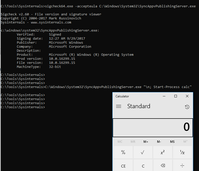 sigcheck64 codeblock results