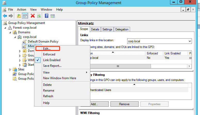 group policy management edit