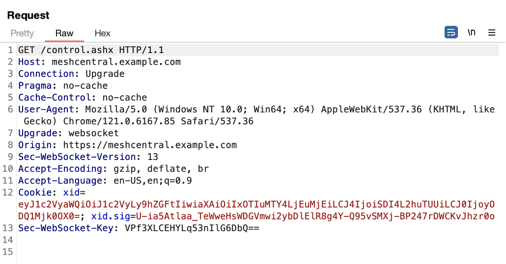 Figure 1: We observed that the control.ashx endpoint was leveraged to initiate websocket connections.